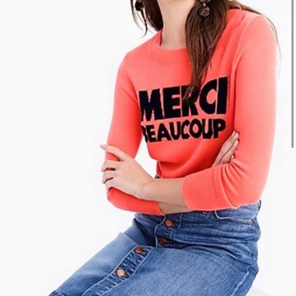 J Crew || cashmere sweater || merci beaucoup || size medium
